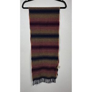 Pendleton Vintage 100% Virgin Wool Scarf Made USA Striped Fringe